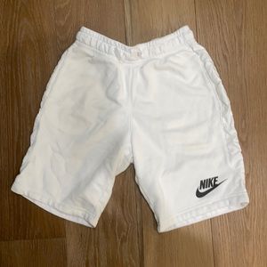 White Nike Fleece Basketball Shorts